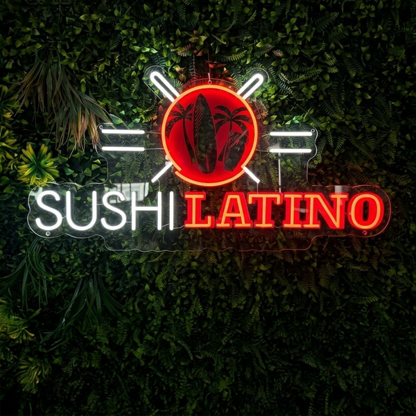 Sushi Latino restaurant neon logo sign