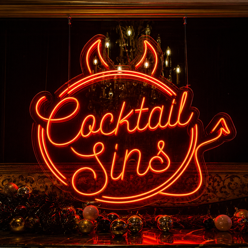 Custom neon sign Open in red on clear acrylic, splashproof, made by Volt Signs