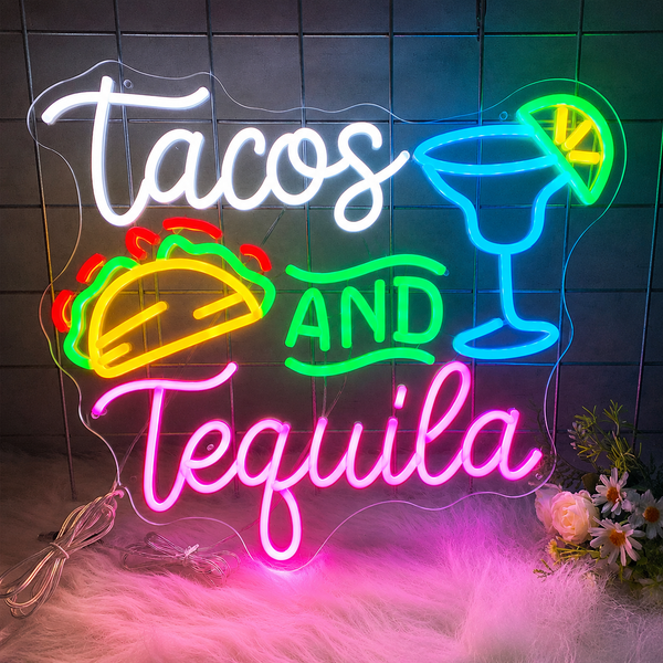 Tacos and Tequila Mexican bar neon sign